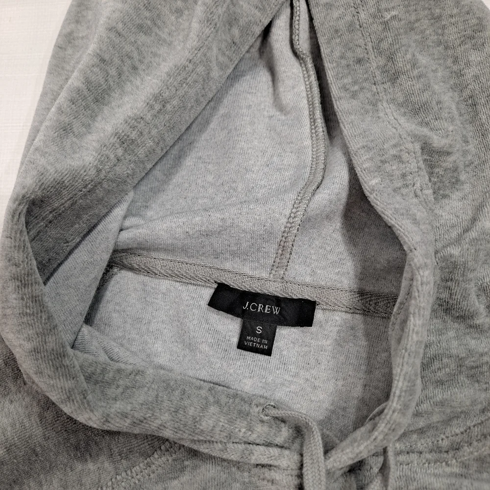 J. Crew Grey Relaxed Velour Pullover Hoodie